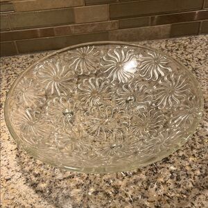 Vintage Clear Floral Shallow Glass Bowl